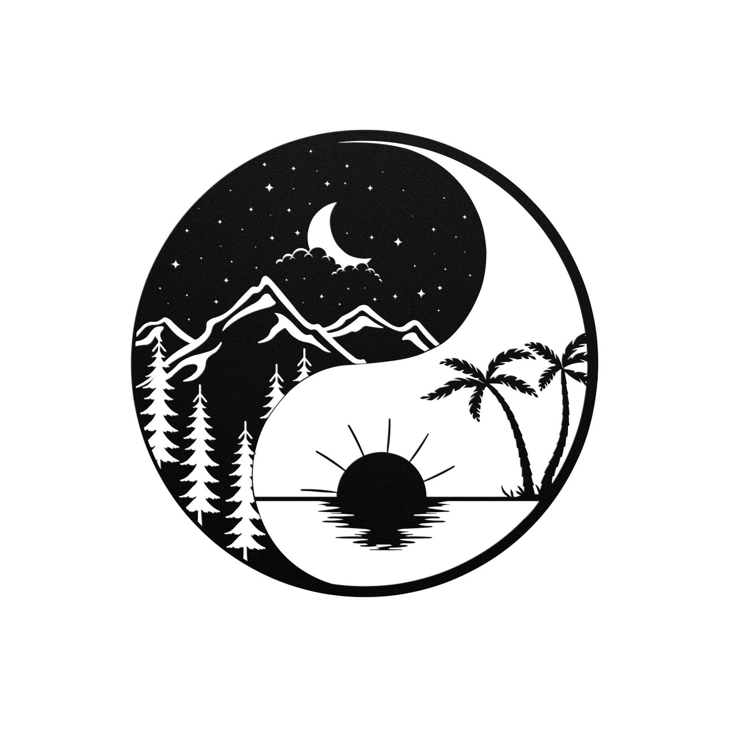 Sun And Moon Metal Sign, Ying Yang Metal Wall Art, Metal Sun And Moon Decor, Sun and Moon Wall Art, Housewarming Gift, Day and Night Sign