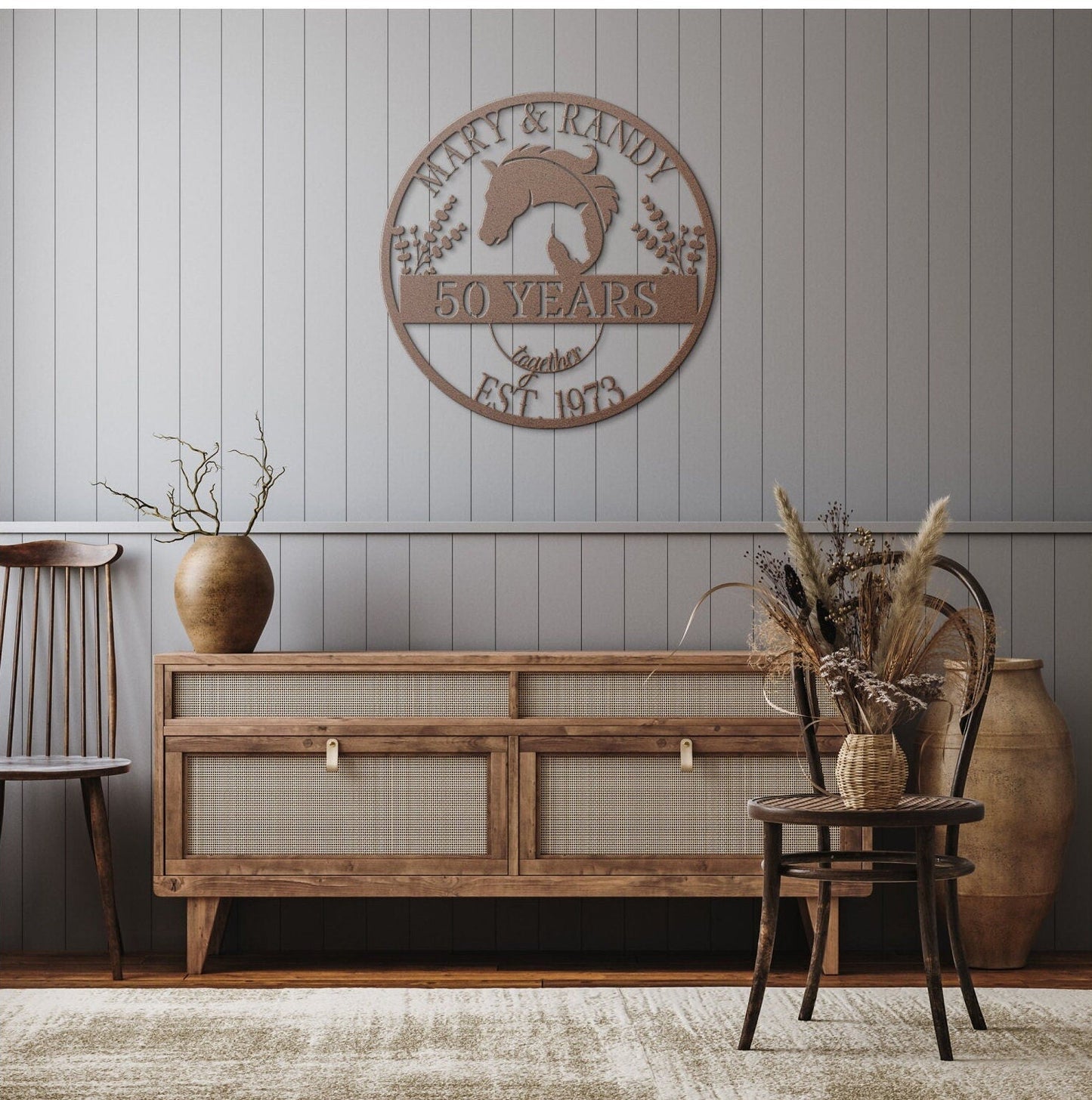 50th Anniversary Gift, Gift For Parents, Golden Anniversary, 50 Year Anniversary Sign, Wedding Anniversary Metal Sign, Horse Lovers Gift