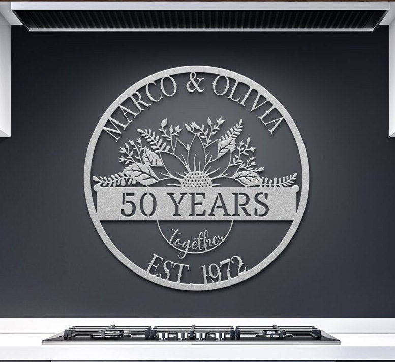 50th Anniversary Gifts For Parents, Wedding Anniversary Metal Sign, Golden Anniversary, 50th Anniversary Decor, 50 Year Anniversary Gift