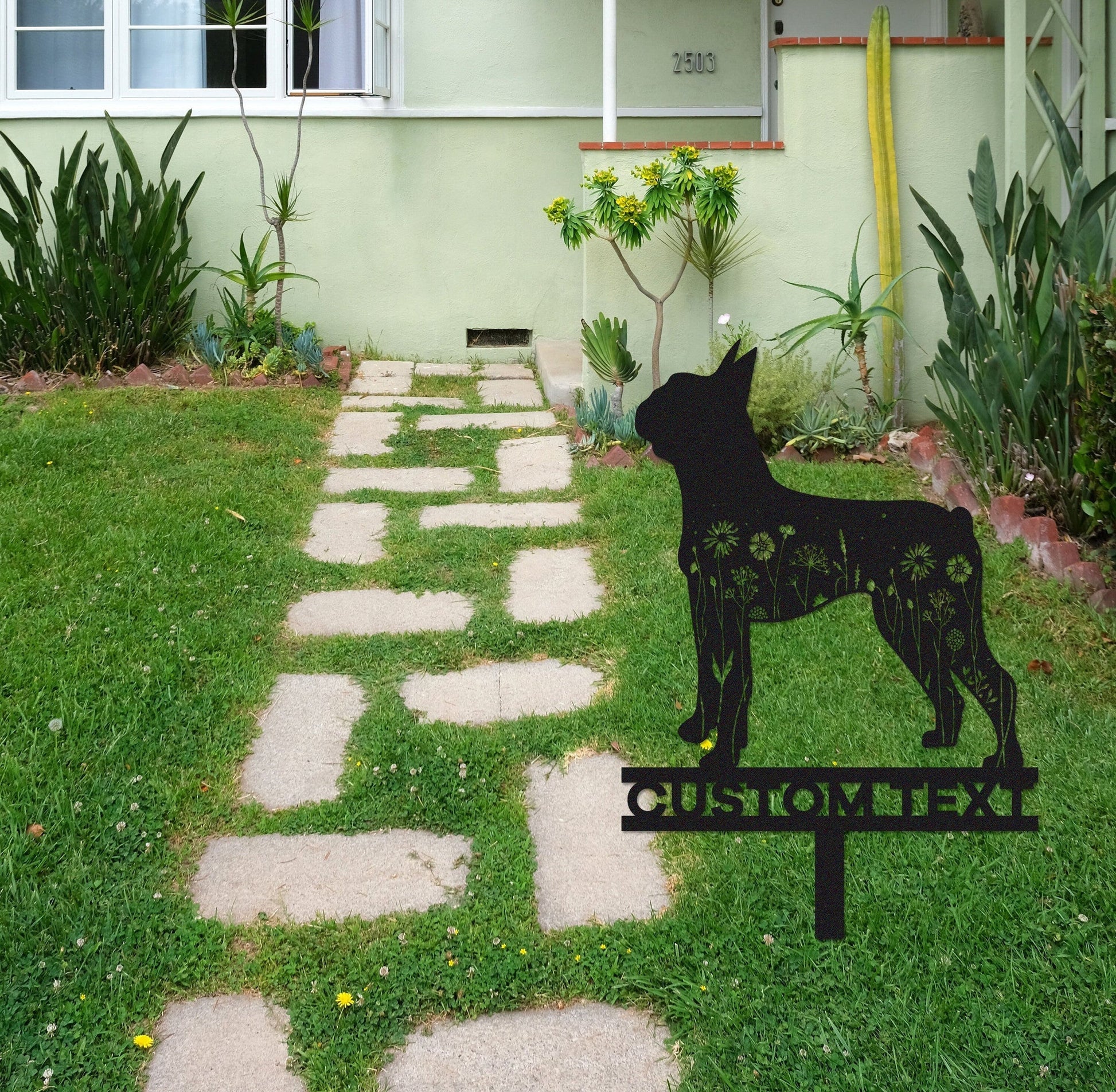 Custom Boston Terrier Memorial Stake Sign,Pet Grave Markers Sign, Metal Sign With Stake,Pet Loss Gift,Sympathy Sign, Remembrance Stake
