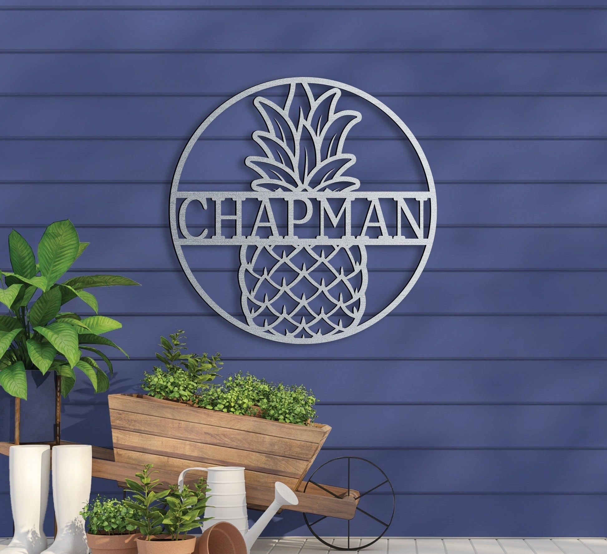 Pineapple Sign, Custom Metal Sign, Metal Welcome Sign, Door Hanger, Home Decor, Backyard Sign, Pineapple Welcome Sign, Housewarming Gift