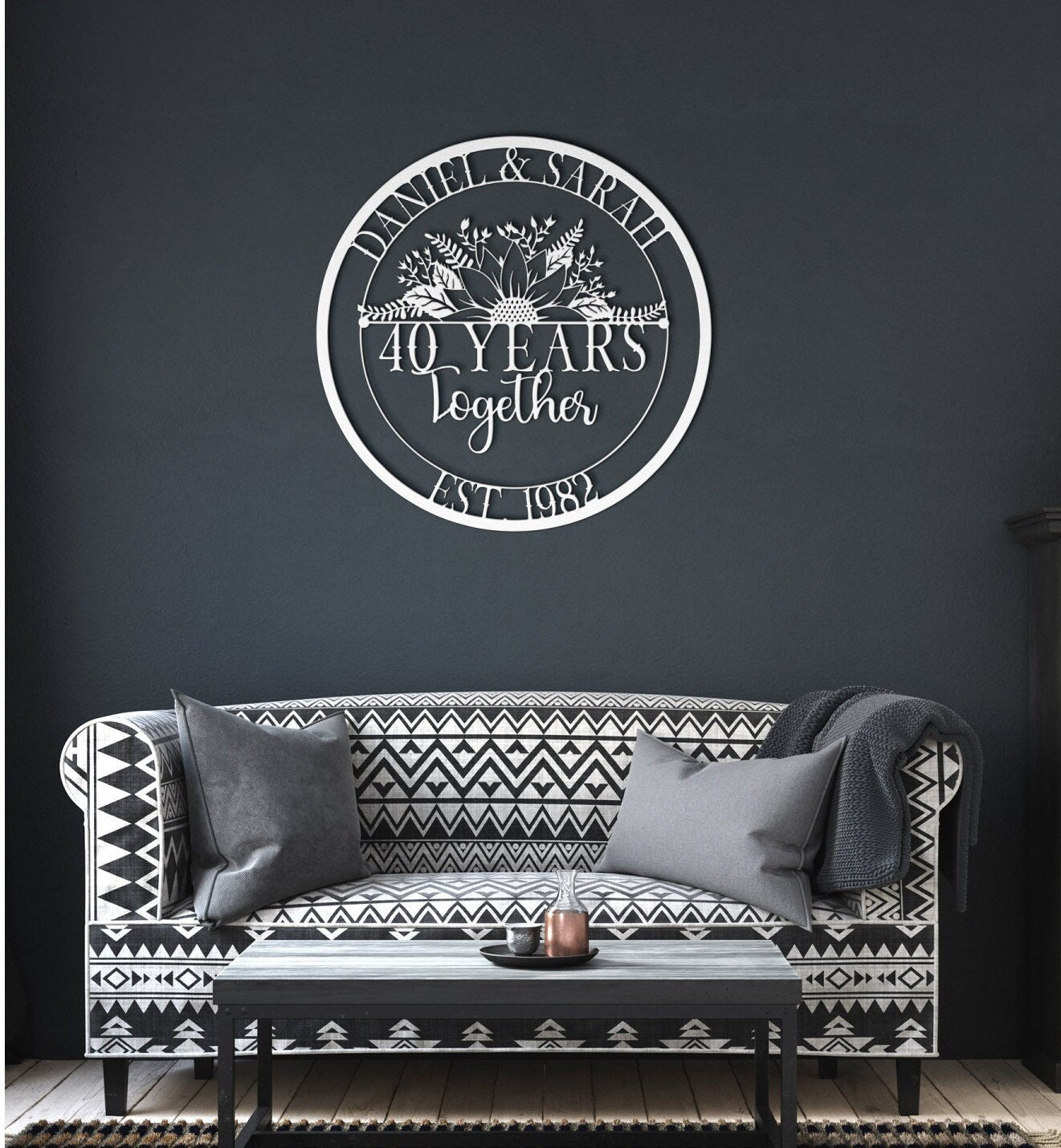 40th Anniversary Gift For Parents, Wedding Anniversary Metal Sign, Parents Anniversary Gift, Metal Wall Art