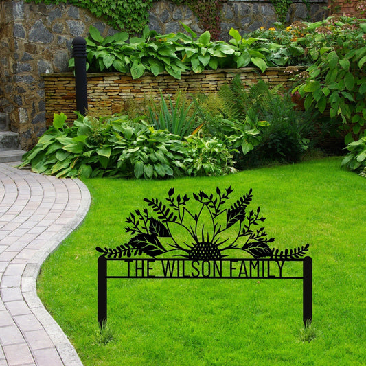 Family Custom Yard Sign, Outdoor Patio Metal Sign, Sunflower Metal Yard Sign, Welcome Yard Sign, Yard Address Sign, Address Sign For Yard