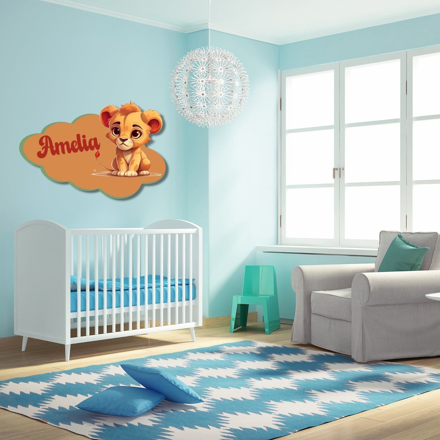 Lion Metal Nursery Decor, Personalized Metal Baby Name Sign, Baby Nursery Sign, Custom Nursery Sign, Metal Name Sign, Kids Name Sign