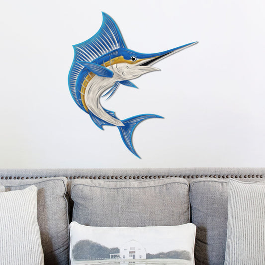 Painted Metal Sailfish Sign, Sailfish Sign, Metal Sailfish Sign, Metal Wall Art, Metal Sign, Housewarming Sign, Outdoor Decor