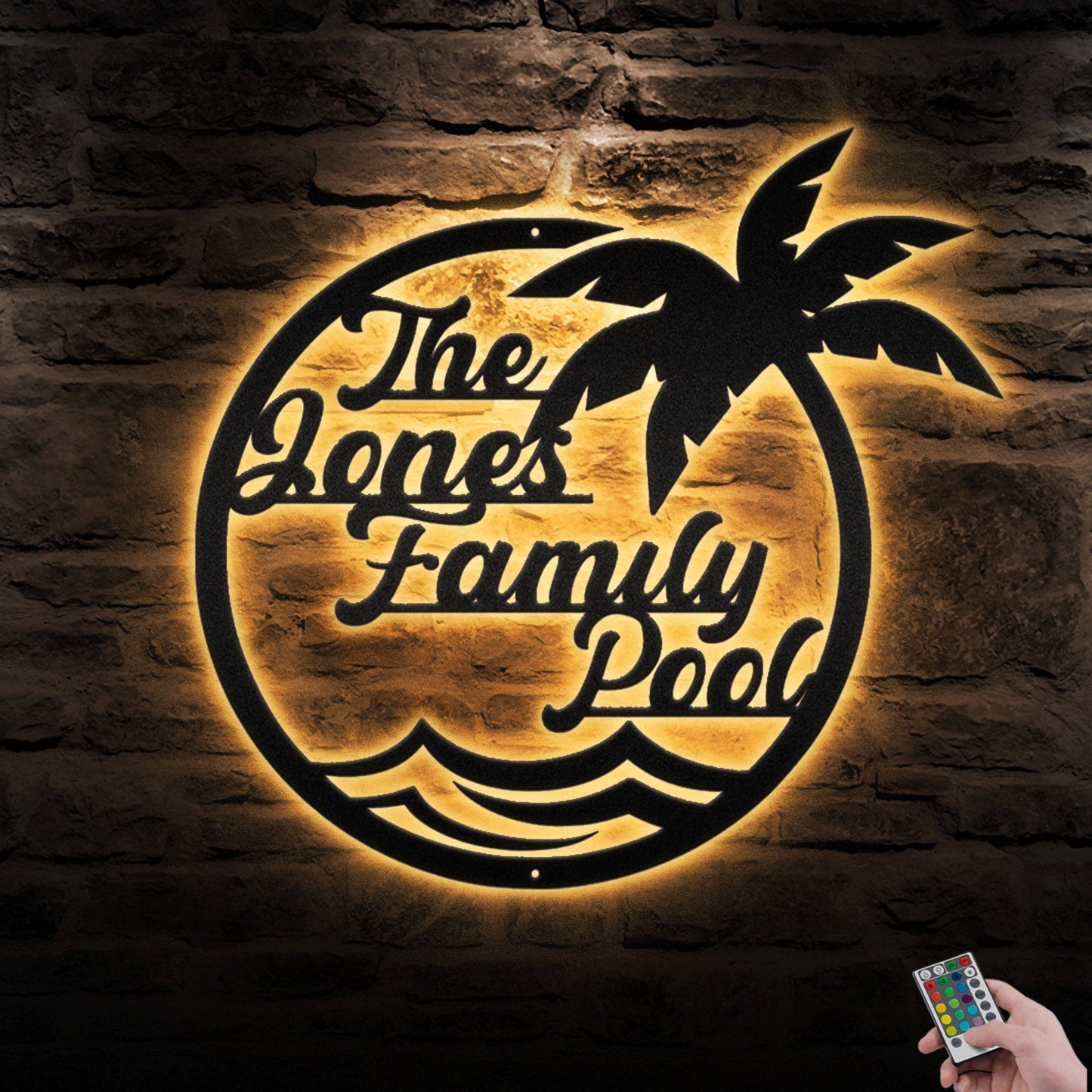 The Family Pool Personalized Metal Wall Art With LED, Great For Decorating Indoor Swimming Pool, Personalized Pool & Patio Metal Sign.