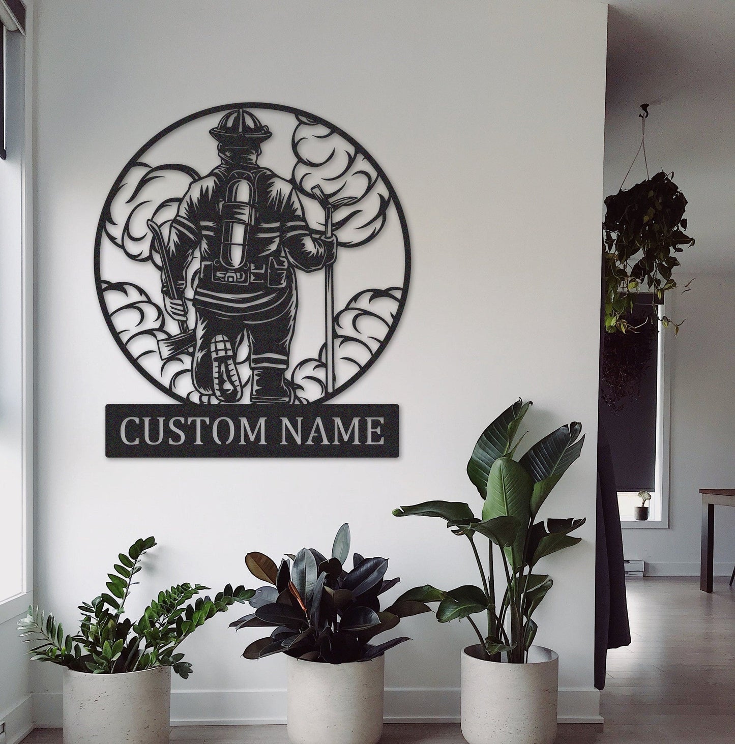 Personalized Fireman Metal Sign,Fireman Wall Art, Firefighter wall Decor,Fireman Gift,First Responder Gift,Fire Department Monogram