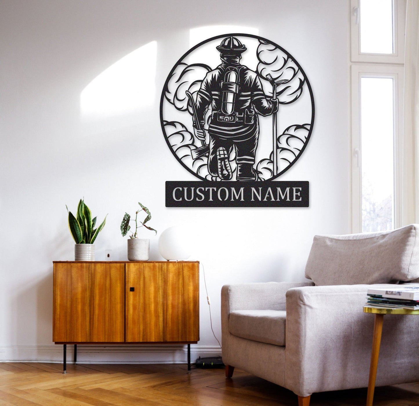 Personalized Fireman Metal Sign,Fireman Wall Art, Firefighter wall Decor,Fireman Gift,First Responder Gift,Fire Department Monogram