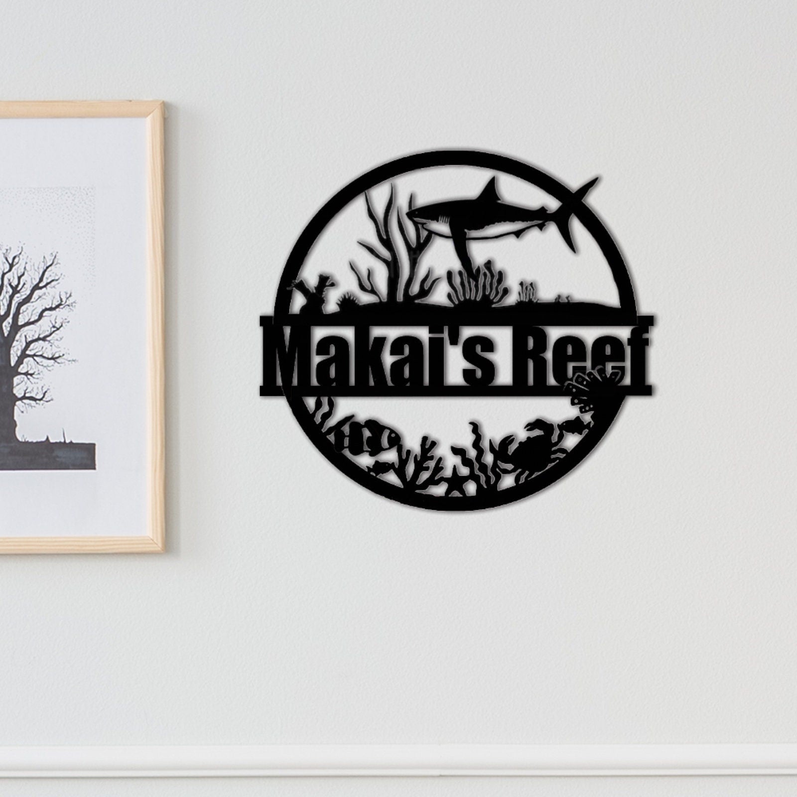 Custom Shark Metal Sign,Family Name Sign,Last Name Sign,Shark Wall Decor,Personalized Reef Wall Art,House Indoor Decor,Shark Lover Gift