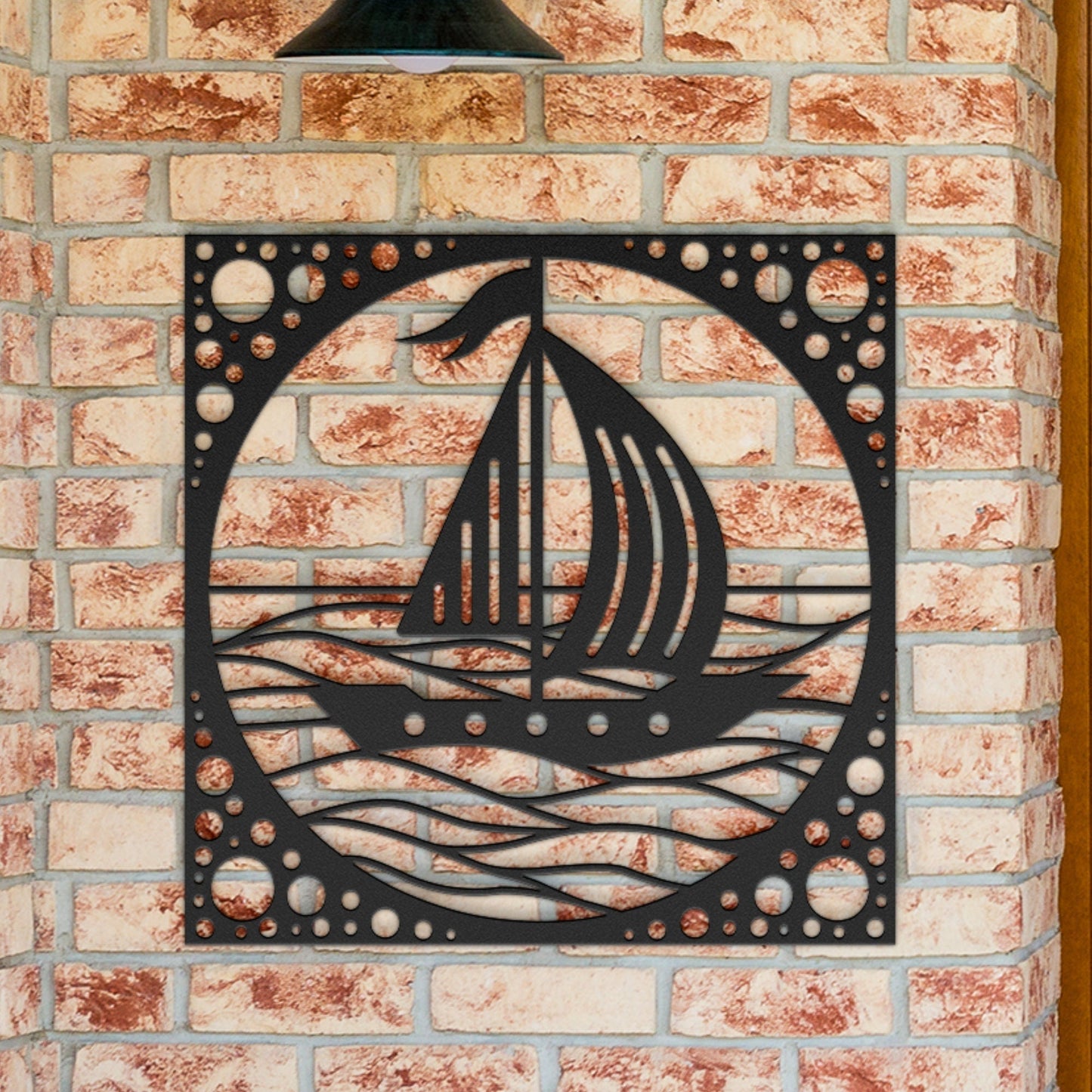 Sail Boat Metal Sign, Sea Waves Wall Decor, Sail Boat in Ocean Metal Sign, Decorative Sea View Wall Art, Wall Hanging Sea Metal Decor