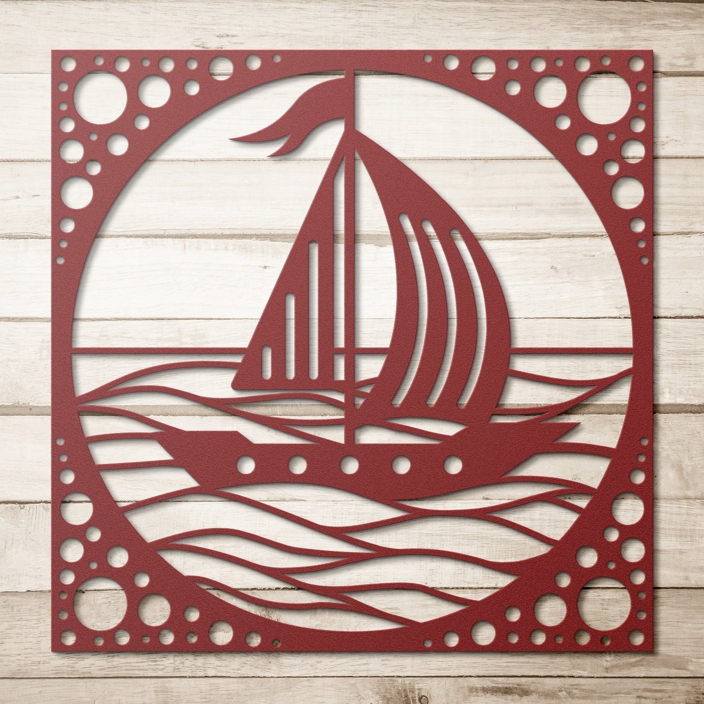 Sail Boat Metal Sign, Sea Waves Wall Decor, Sail Boat in Ocean Metal Sign, Decorative Sea View Wall Art, Wall Hanging Sea Metal Decor