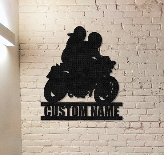 Personalized Motorcycle Metal Sign, Custom Motorbike Metal Art, Metal Garage Sign, Motorcycle Couple Sign, Motorcycle gift for couple, Motorcross