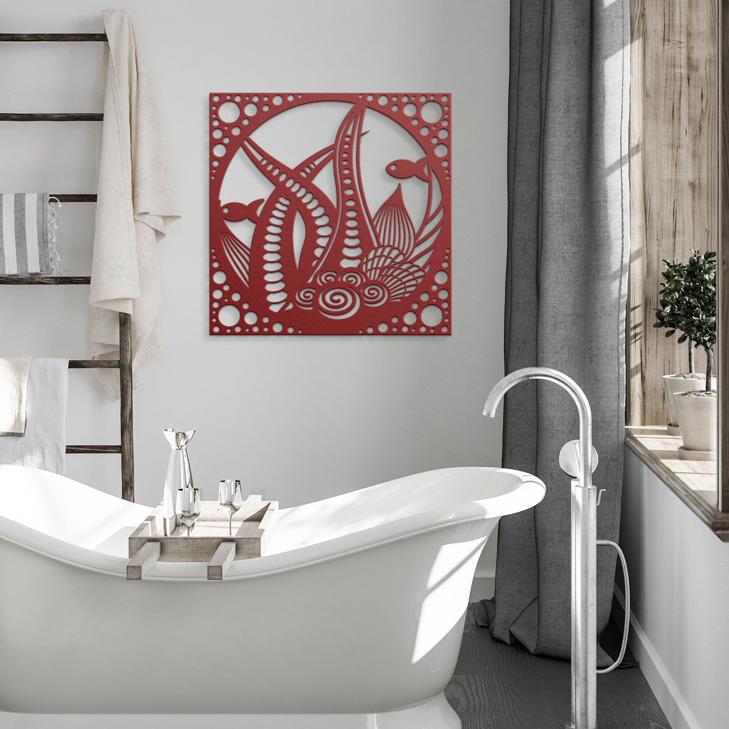 Underwater World Metal Sign, Nautical Undersea Wall Decor, Ocean Seashells Metal Sign, Coral Reefs Wall Decor, Underwater Wall Sign