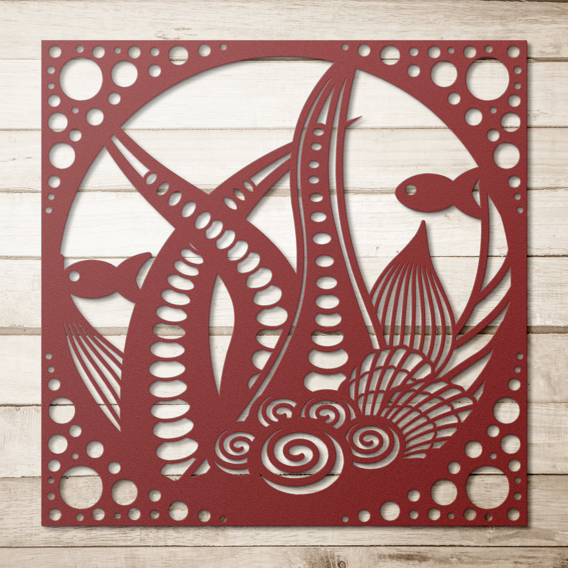 Underwater World Metal Sign, Nautical Undersea Wall Decor, Ocean Seashells Metal Sign, Coral Reefs Wall Decor, Underwater Wall Sign