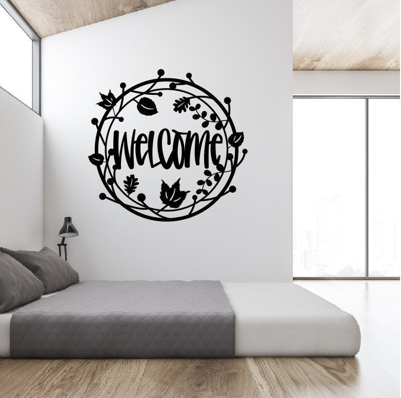 Welcome Metal Sign / Welcome Door Sign / Welcome Circular Nature Sign / Nature Welcome Sign / Outdoor Welcome Sign