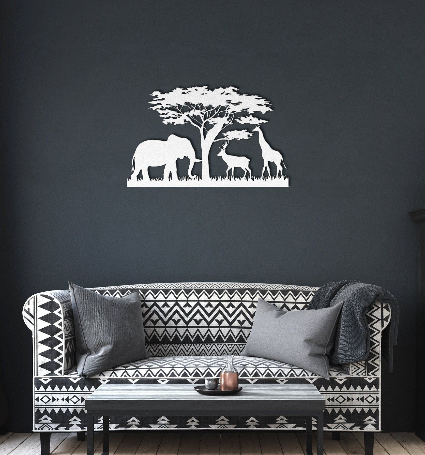 Safari Metal Sign, Nursery Wall Art, Kids Room Safari Metal Art, Nursery Elephant Wall Art, Jungle Animals Metal Sign, Nursery Wall Decor