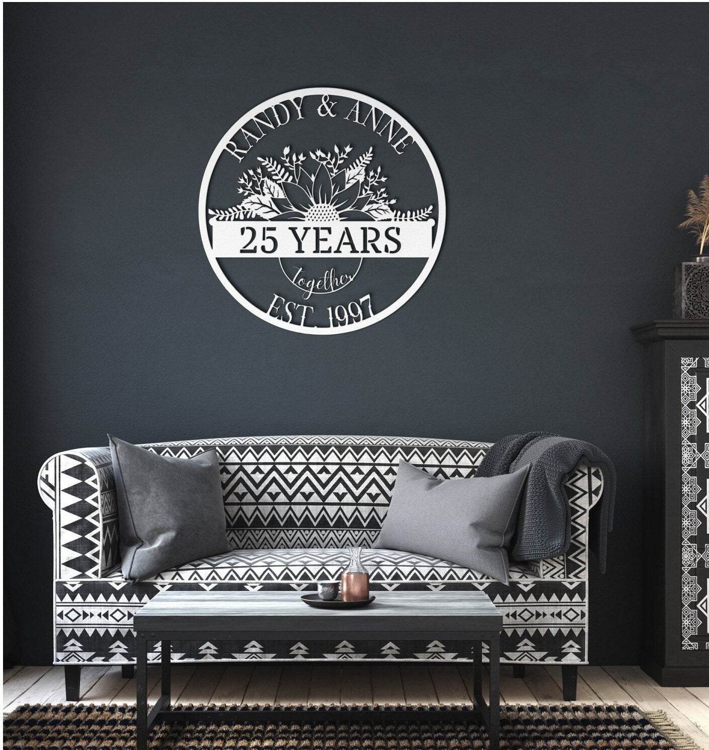 225th Wedding Anniversary Gift For Couple, Wall Hanging Metal Sign, Parents Anniversary Gift