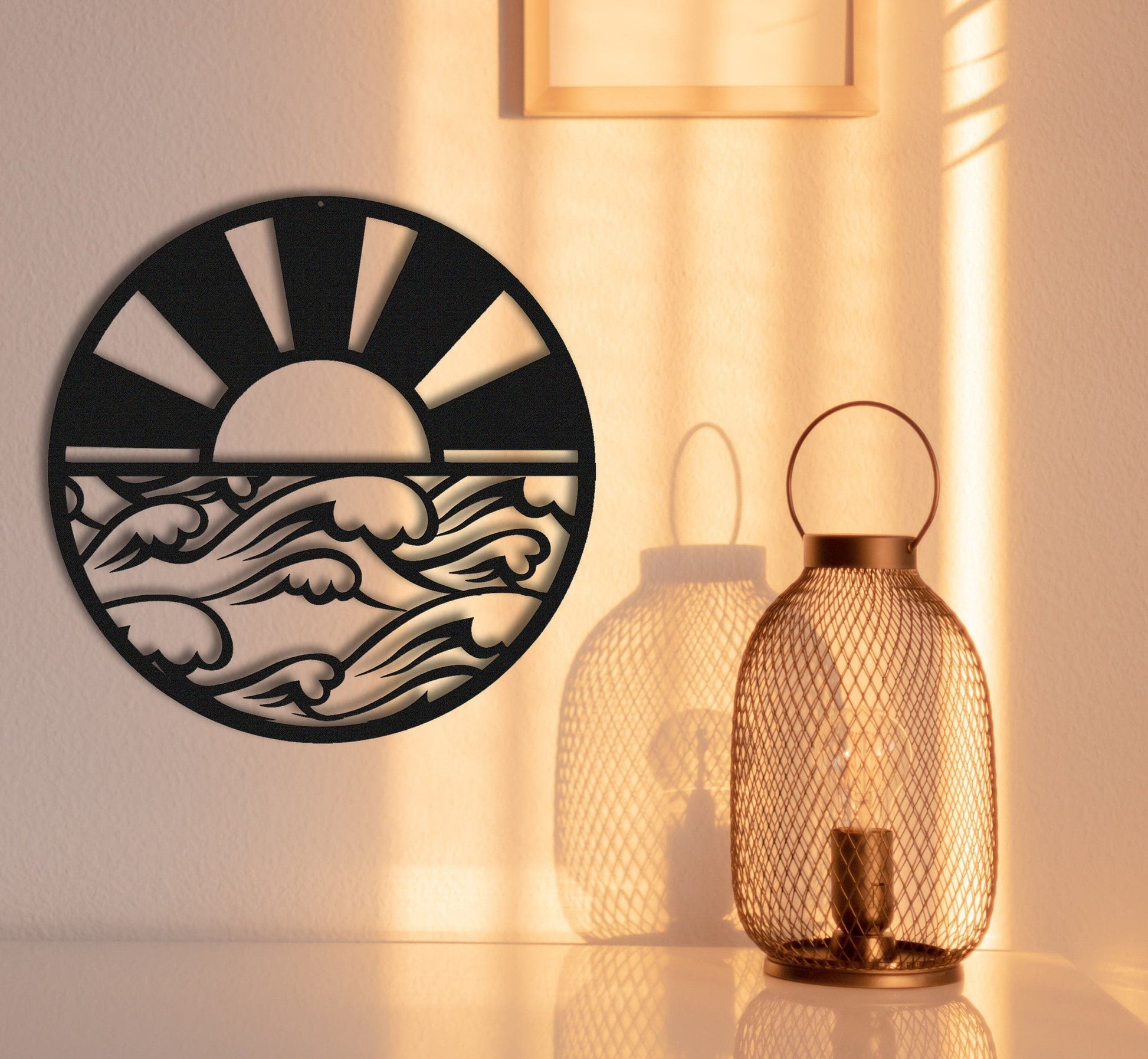 Sunrise Metal Sign,Sun and Waves Metal Wall Art,Room Decor,Beach Wall Art,Sun and Waves Decor,Wall Decor,Wall Art,Outdoor Wall Decor