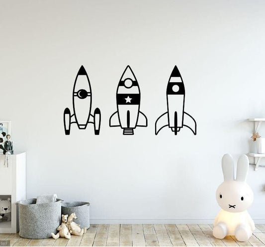 Rocket Ship Metal Sign, 3 Rockets Metal Wall Decor, kids Rocket Ship Signs, Children Home Decor, Space Home Wall Art Decor
