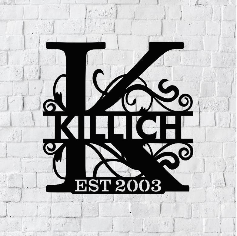 Personalized Family Name Metal Sign | Metal Name Monogram with Established Date | Housewarming Gift | Wedding Gift | Metal Monogram Sign