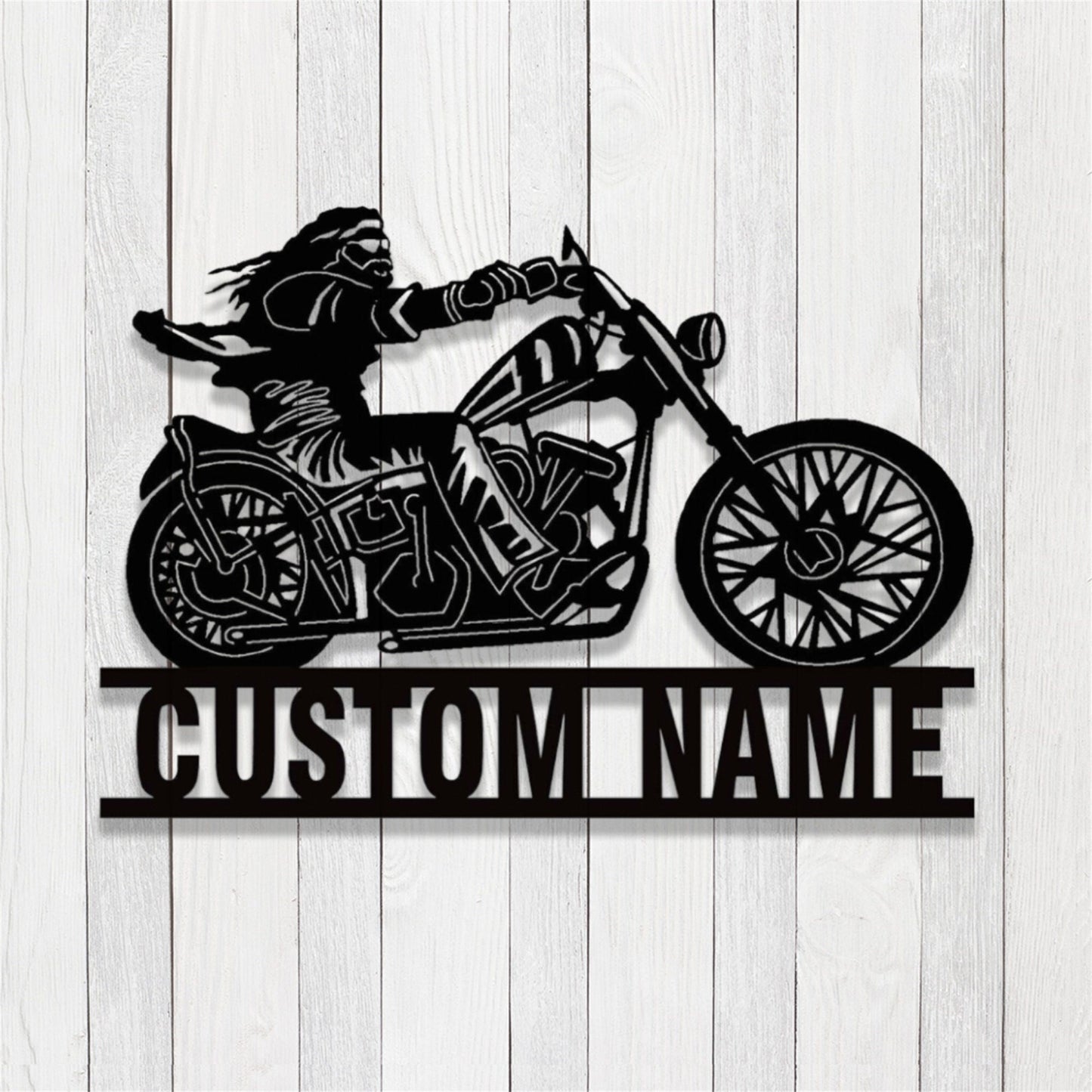 Custom Motorcycle Metal Sign,Personalized Motorbike Biker Name Signs,Man on Motorcycle Metal Wall Art,Garage Decor,Motocross Biker Gift