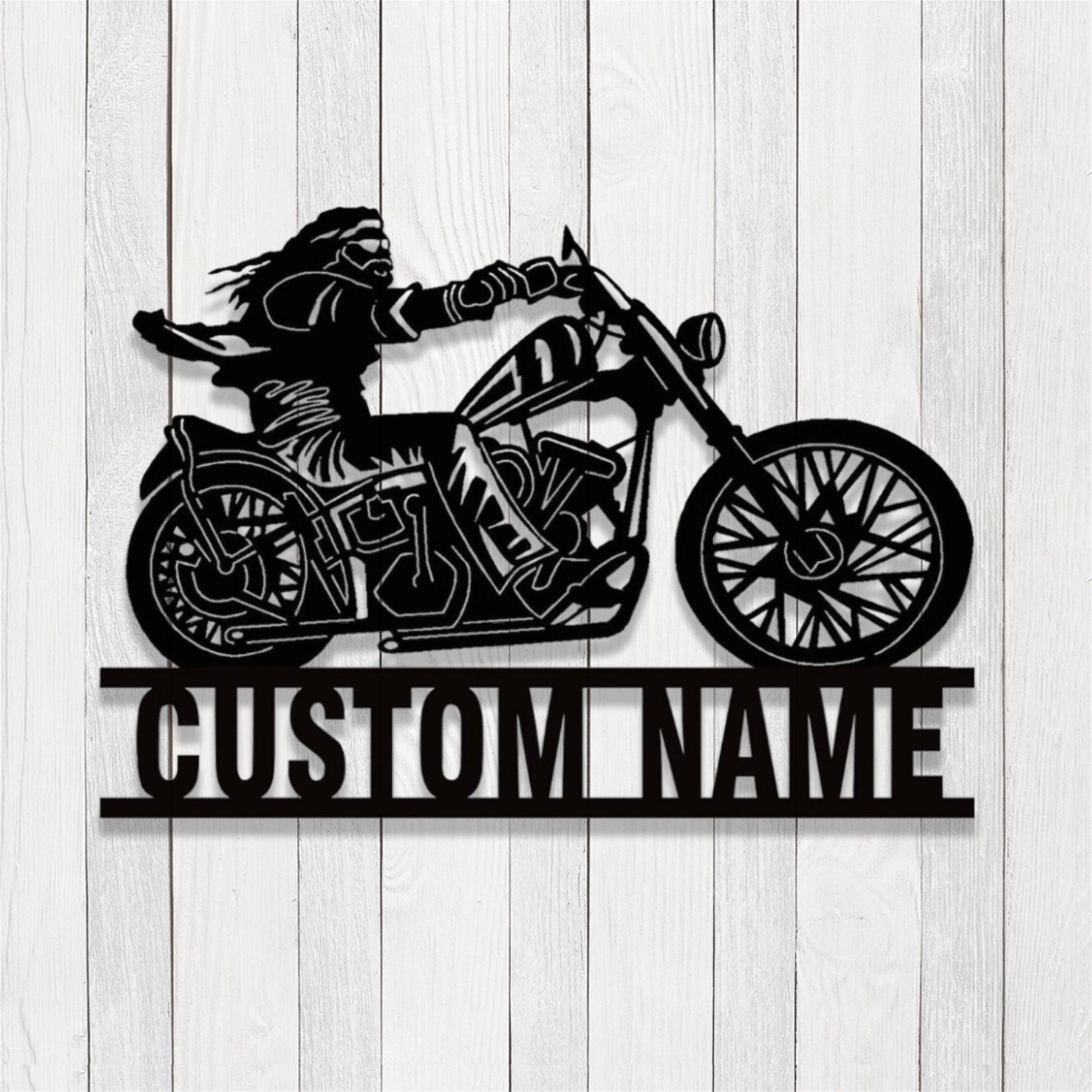 Custom Motorcycle Metal Sign,Personalized Motorbike Biker Name Signs,Man on Motorcycle Metal Wall Art,Garage Decor,Motocross Biker Gift