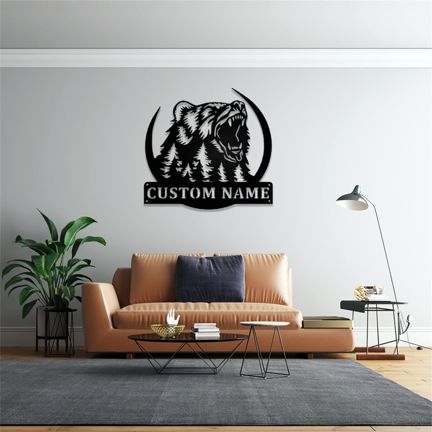 Custom Bear Metal Wall Art with Lights,Grizzly Bear Metal Sign,Personalized Bear Name Sign,Bear Wildlife Metal Wall Decor,Custom Bear Sign