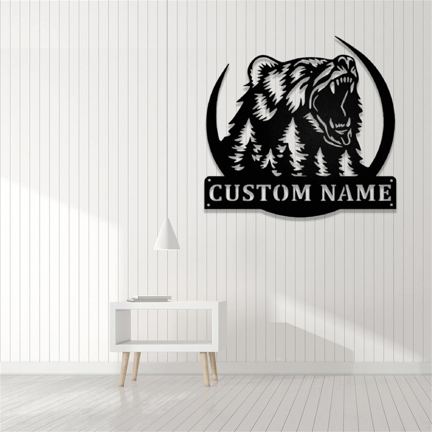 Custom Bear Metal Wall Art with Lights,Grizzly Bear Metal Sign,Personalized Bear Name Sign,Bear Wildlife Metal Wall Decor,Custom Bear Sign