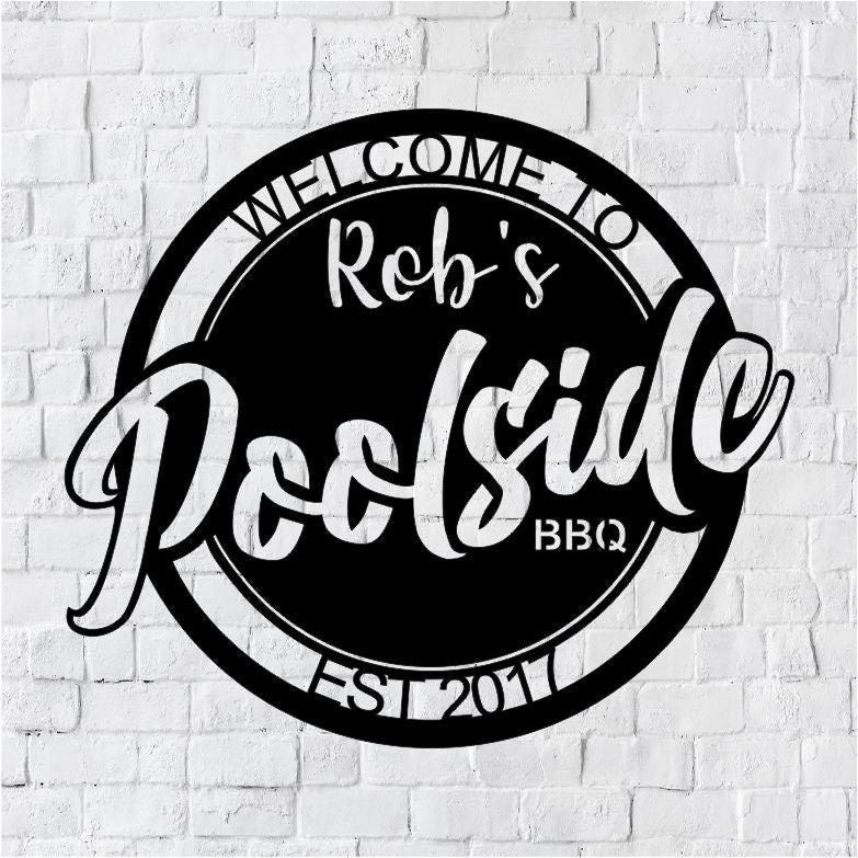 Personalized Backyard Poolside BBQ Metal Sign / Outdoor Wall Decor / Metal Decor / Pool BBQ Decor / Personalized Home Decor / Metal Wall Art