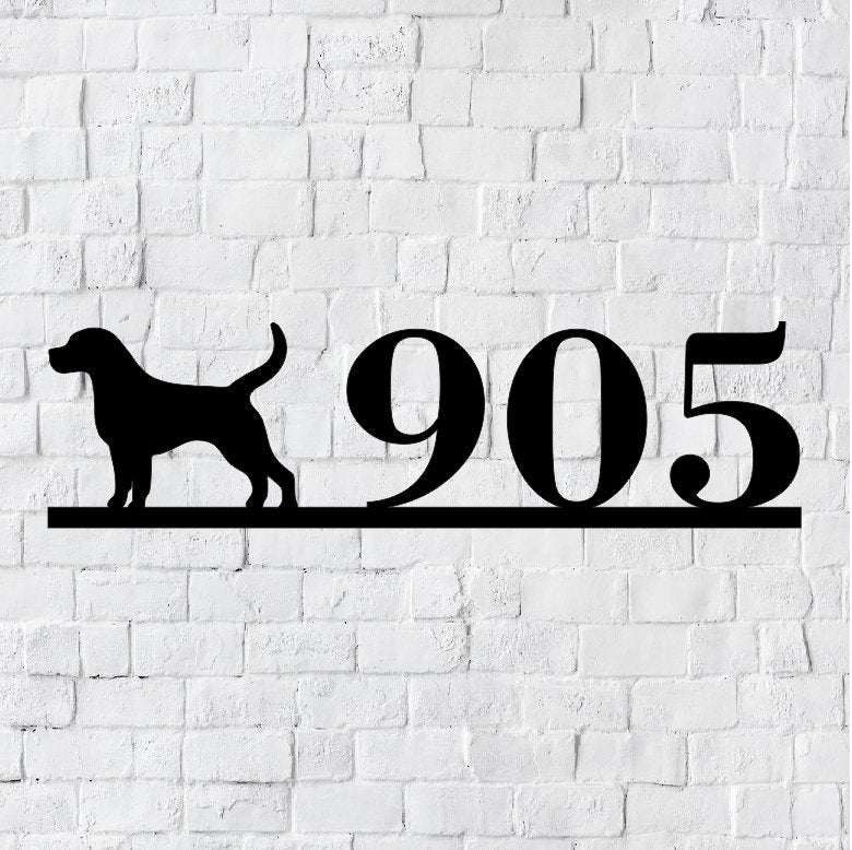 Dog Metal House Number Sign | Modern Address Sign | Modern Address | Art Decor Address Sign | Metal Address Sign | Puppy Address Plaque