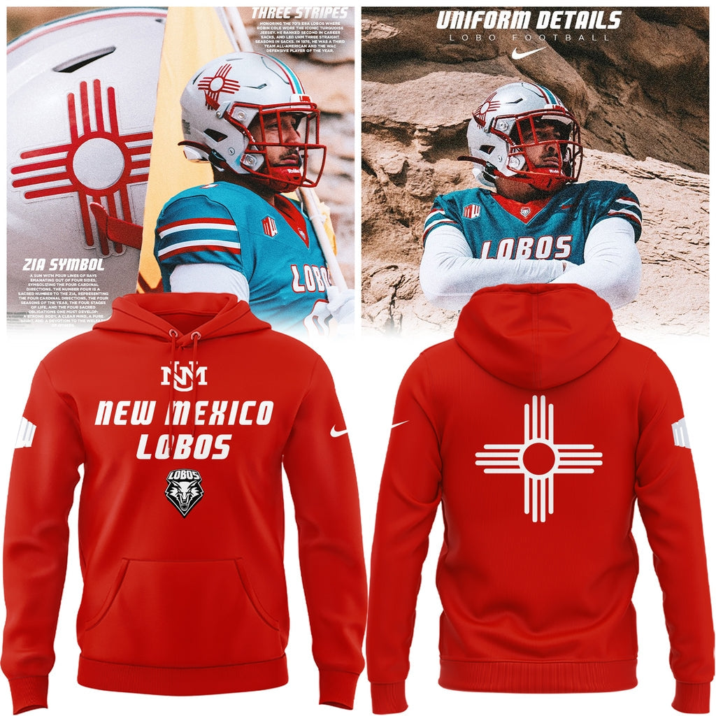 Special Edition New Mexico Lobos Wordmark Logo Uniform Hoodie - Red