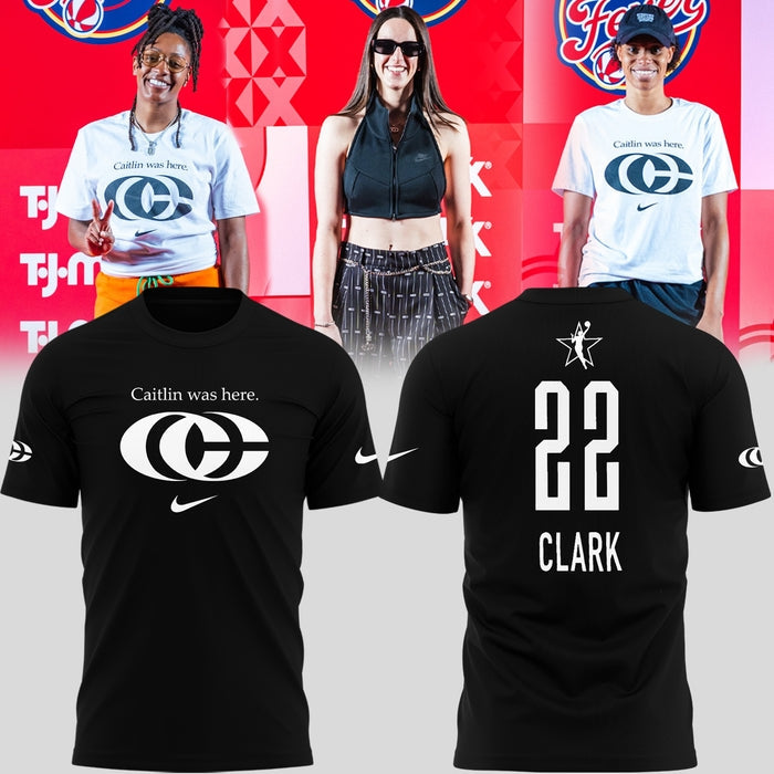 Caitlin Was Here Shirt - Caitlin Clark - Her Logo New Black Shirt Indiana Fever WNBA T-Shirt