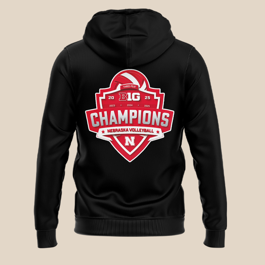 01.Nebraska Volleyball 2025 BIG TEN CHAMPIONS Hoodie