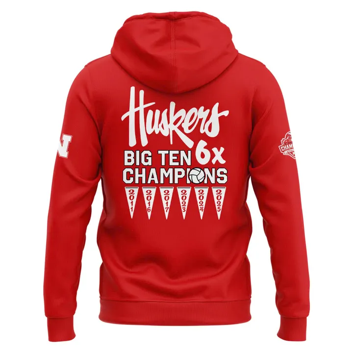 02.Nebraska Volleyball 2025 BIG TEN CHAMPIONS Hoodie