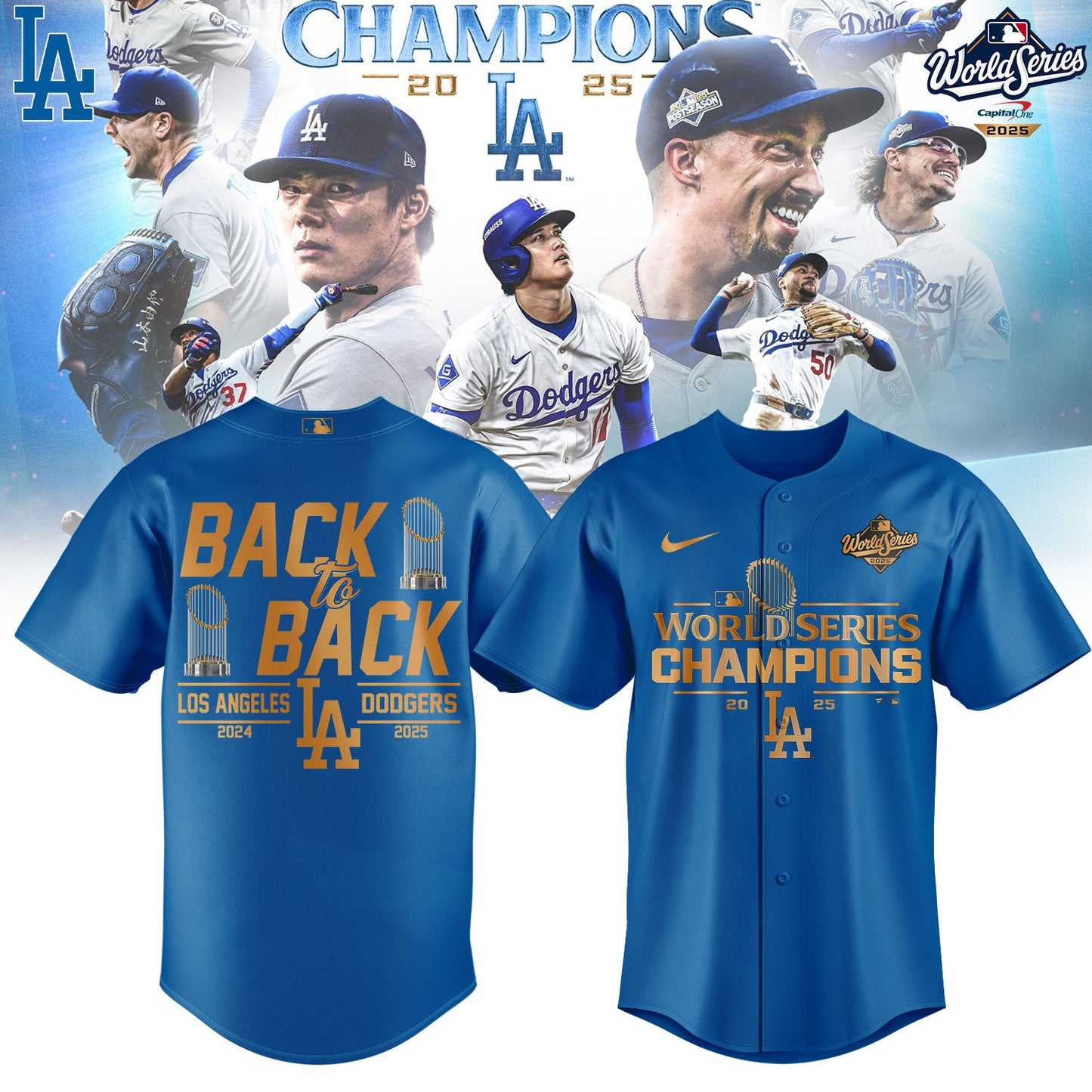 LA Dodgers 2025 World Series Champions Limited Edition Combo Jersey