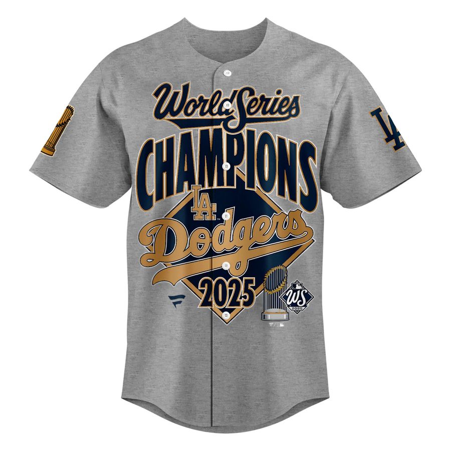 Men's Los Angeles Dodgers Fanatics Steel 2025 World Series Champions Locker Room Authentic Baseball Jersey