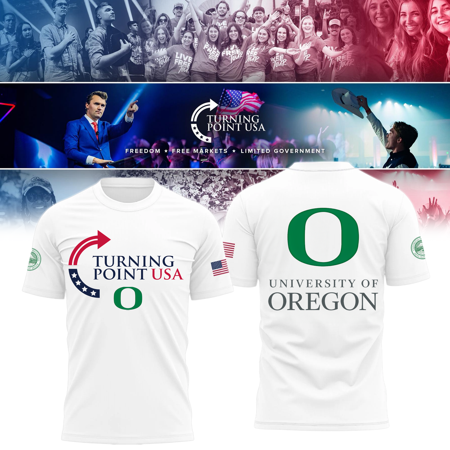 University of Oregon x Turning Point USA Tshirt