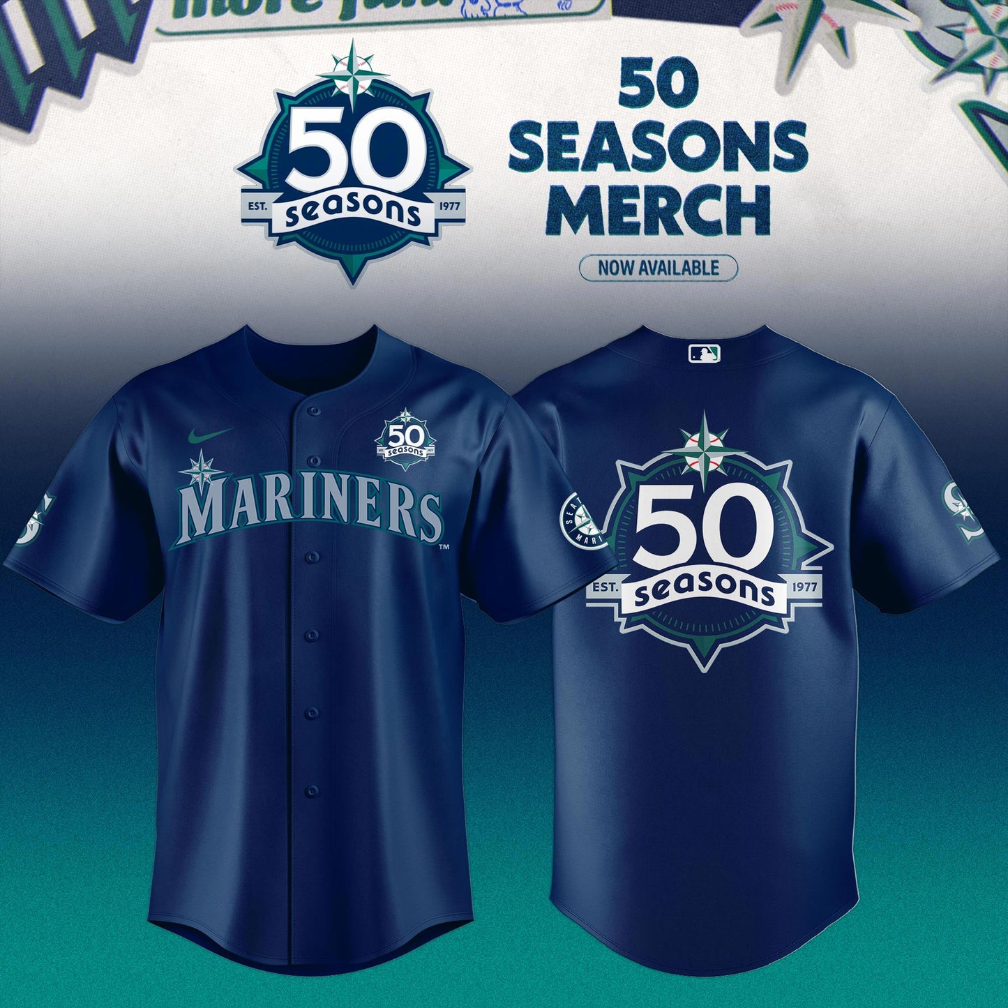 _ Seattle Mariners 50 Seasons Celebration Special Edition Jersey – Navy