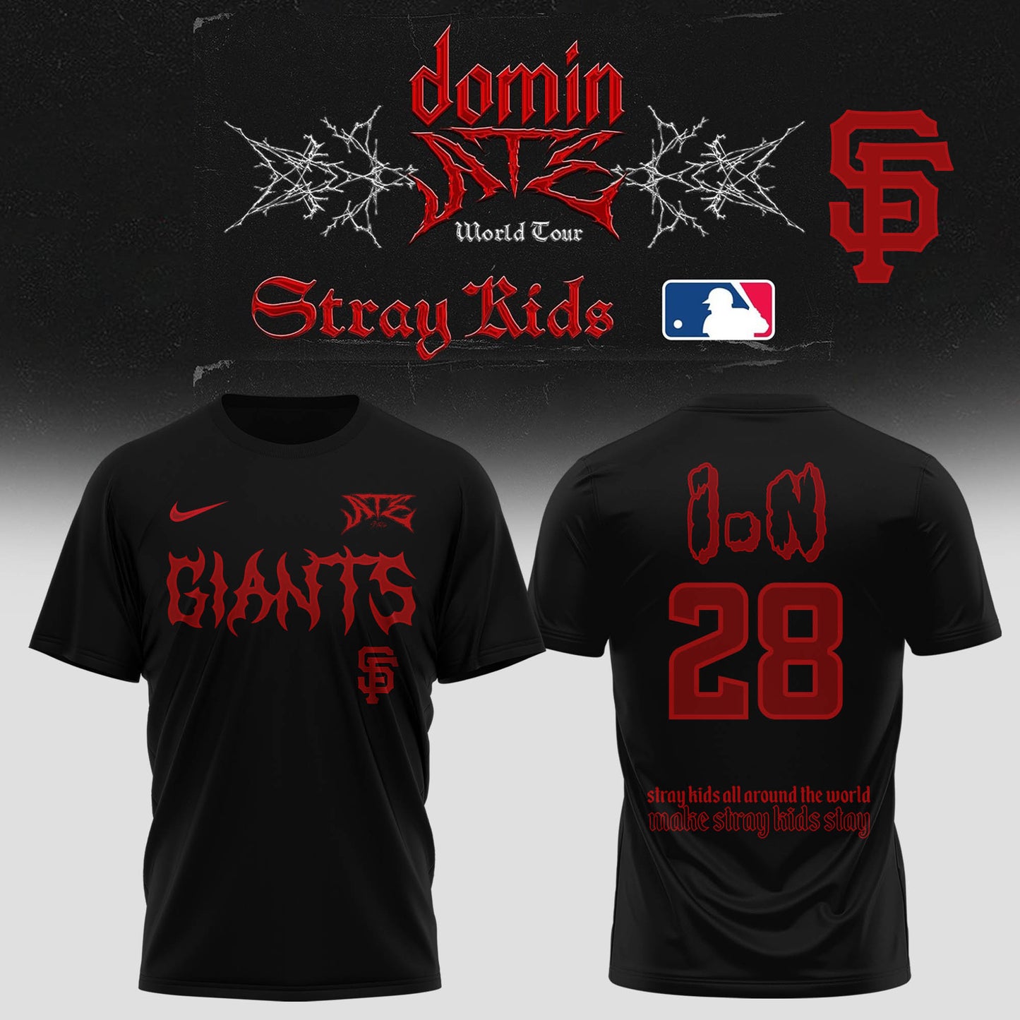 San Francisco Giants Baseball T-Shirt x Stray Kids – DominATE World Tour 2025