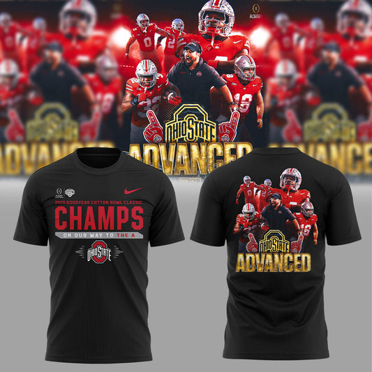 Ohio State Football ARE 2025 COTTON BOWL CHAMPIONS Black T-shirt