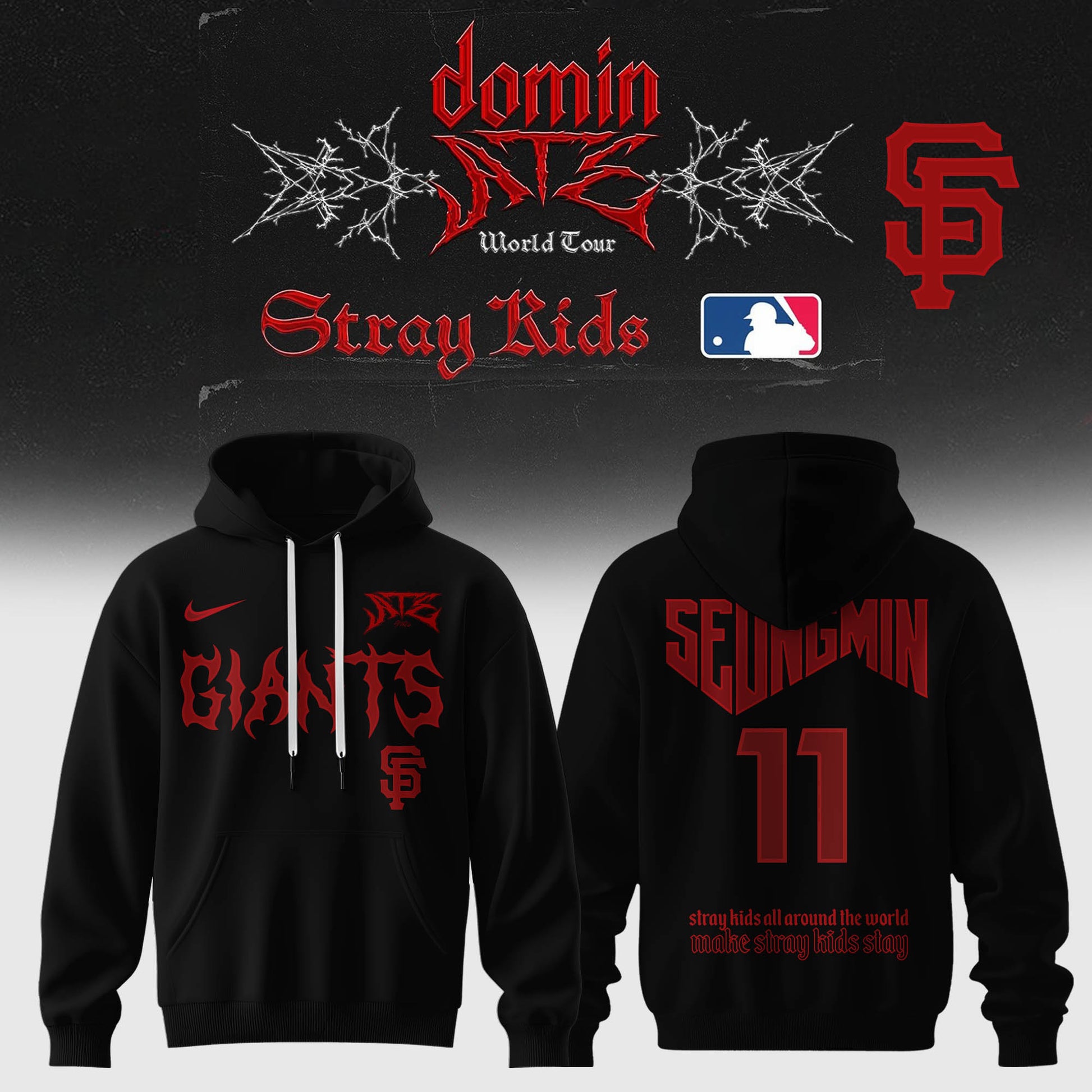 San Francisco Giants Baseball Hoodie x Stray Kids – DominATE World Tour 2025