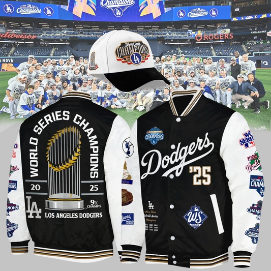 Dodgers Back-To-Back World Series Champions Bomber + Printed Hat