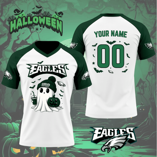Philadelphia Eagles - Eagle Among the Bats Halloween Edition-V-neck Short Sleeve Jersey