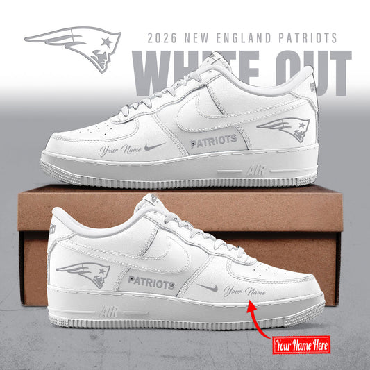 New England Patriots White Out Limited Edition AF1 Sneakers