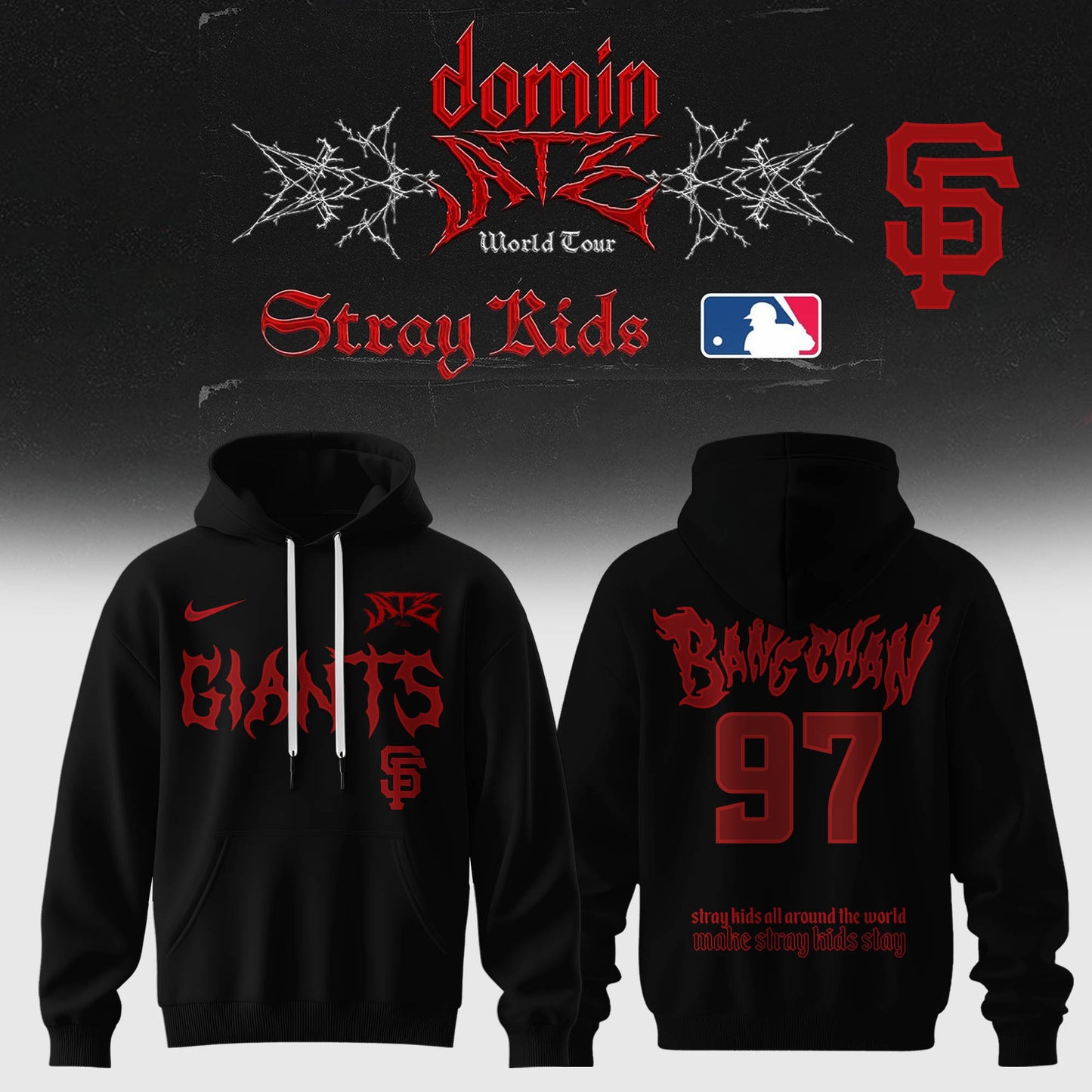 San Francisco Giants Baseball Hoodie x Stray Kids – DominATE World Tour 2025