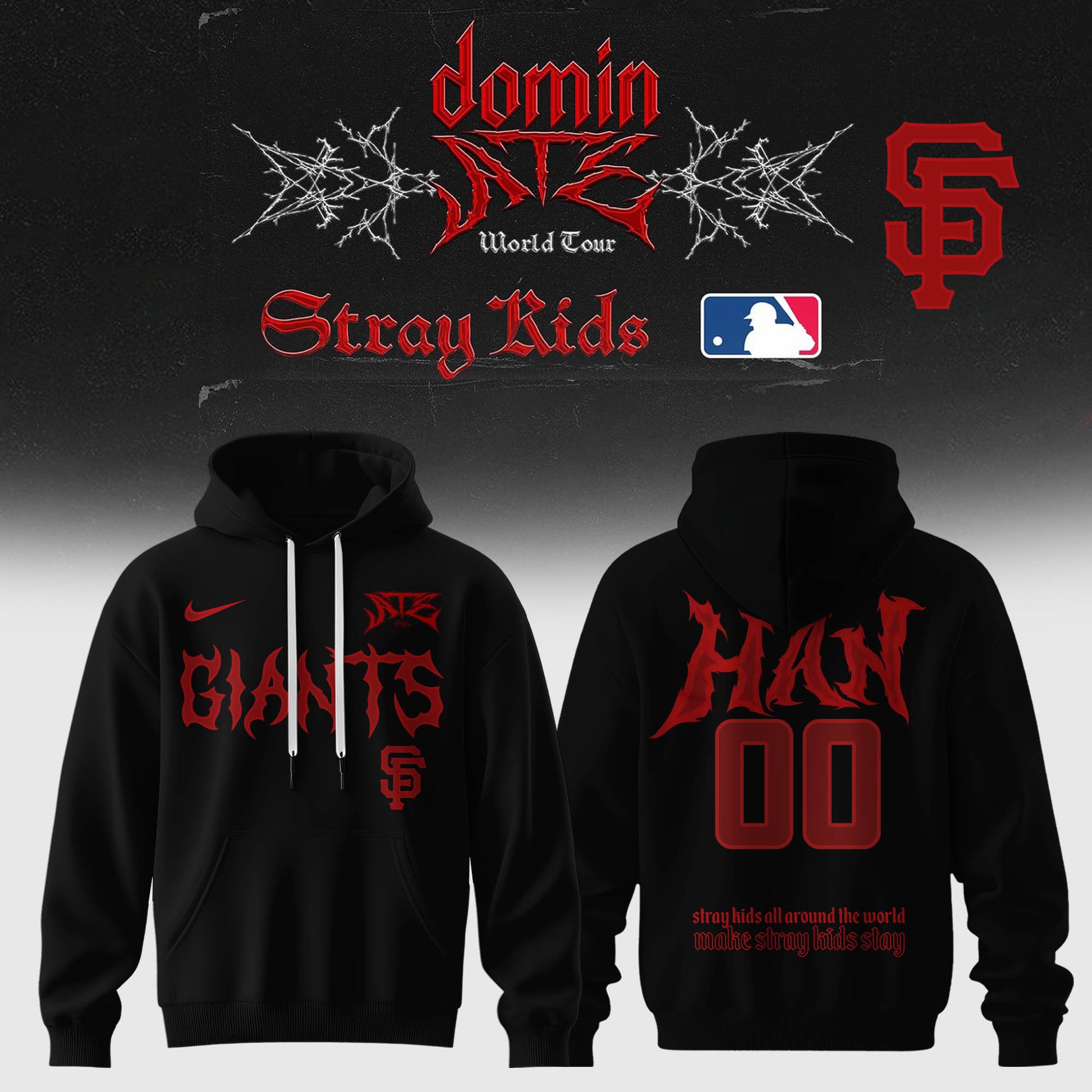 San Francisco Giants Baseball Hoodie x Stray Kids – DominATE World Tour 2025