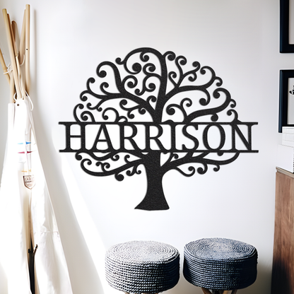 Personalized Family Name Tree of Life Sign / Metal Wall Decor / Monogram Name Sign / Home Decor / Personalized Tree of Life Decor