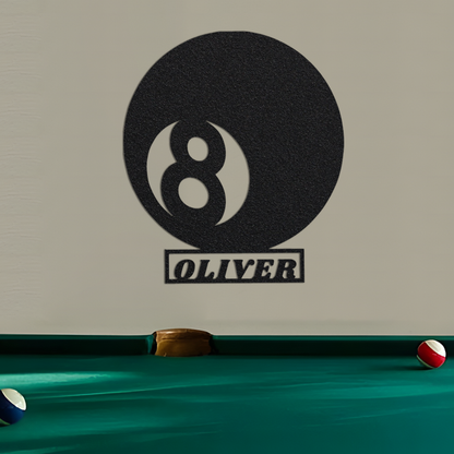 Billiard Room Decor, Custom Billiard Sign, Personalized Billiard Metal Sign, Magic 8 Ball Metal Art, Game Wall Decor, Game Room Sign