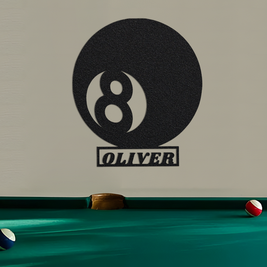 Billiard Room Decor, Custom Billiard Sign, Personalized Billiard Metal Sign, Magic 8 Ball Metal Art, Game Wall Decor, Game Room Sign