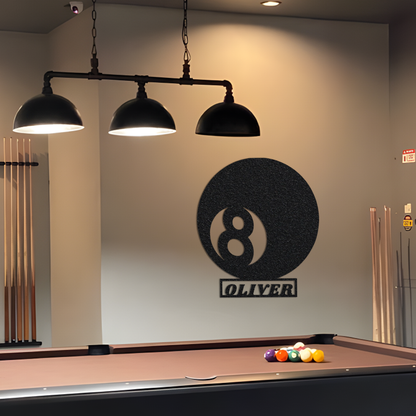 Billiard Room Decor, Custom Billiard Sign, Personalized Billiard Metal Sign, Magic 8 Ball Metal Art, Game Wall Decor, Game Room Sign